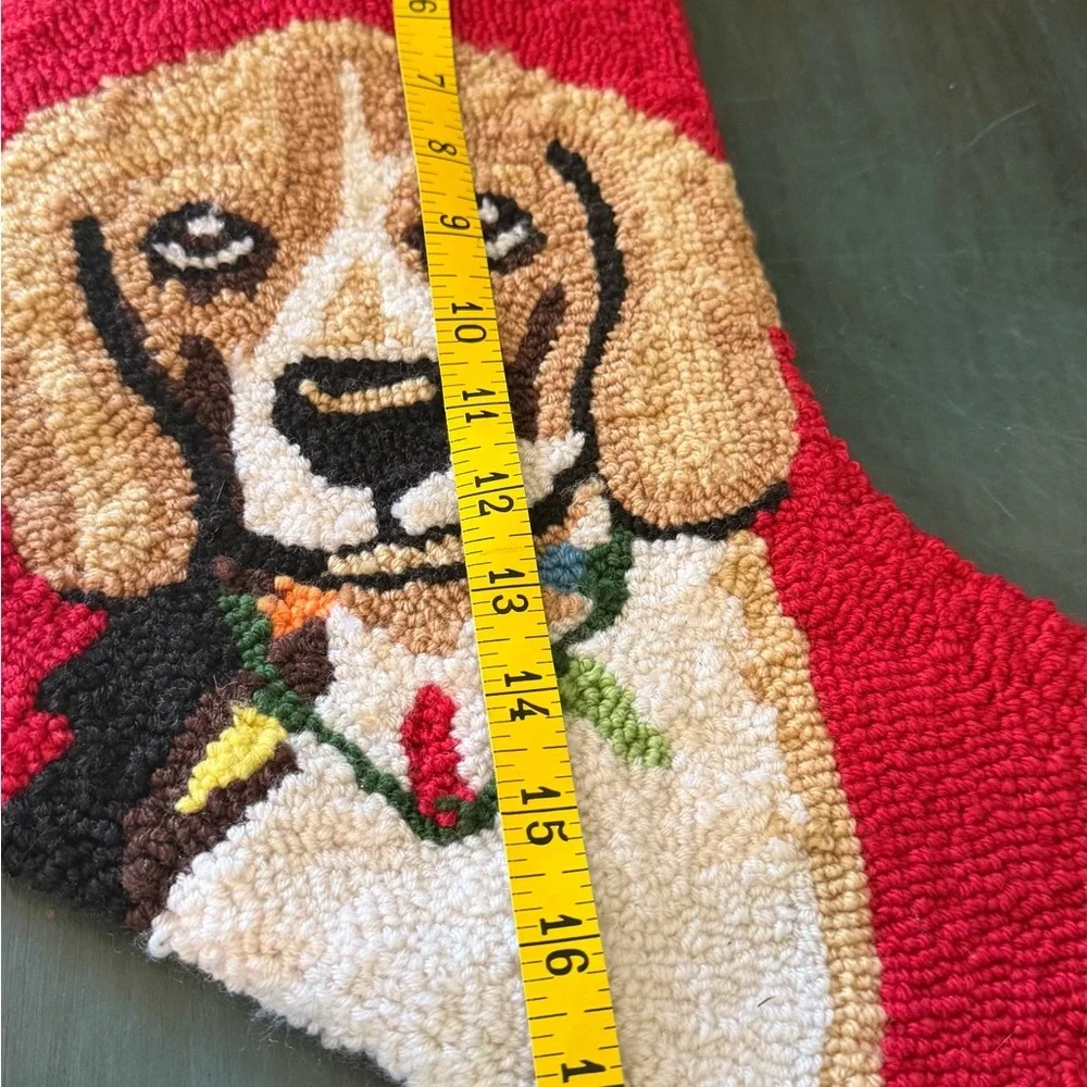 Glitzhome Beagle Dog Hooked needlepoint Christmas Stocking.